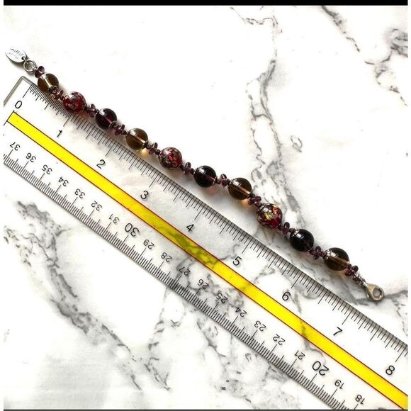 Elizabeth Erica brown and purple beaded bracelet - Picture 7 of 10